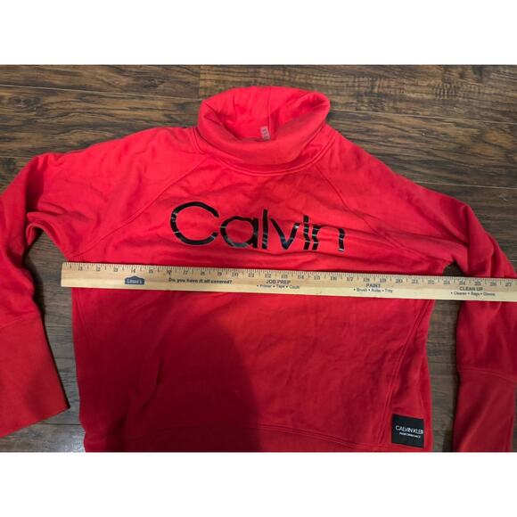 Calvin Klein Women's Red Performance Cowl Neck Sweatshirt Size M - Picture 6 of 6